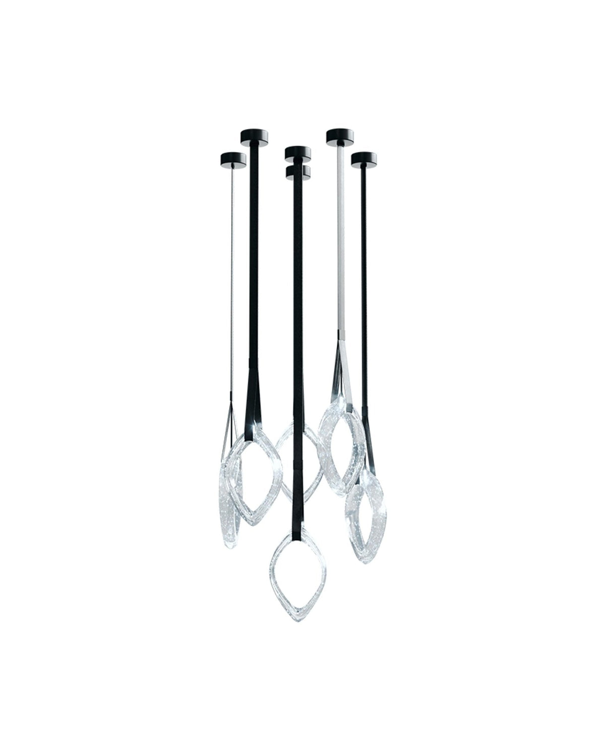 Origin Designer Chandelier in Black Metal and Glass