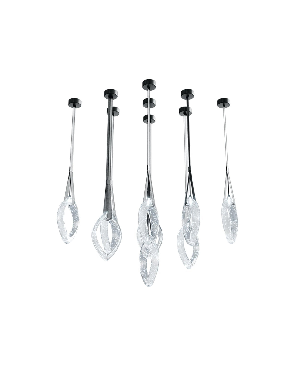 Origin Designer Chandelier in Black Metal and Glass