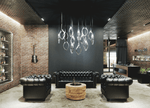 Origin Designer Chandelier in Black Metal and Glass