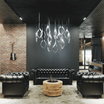 Origin Designer Chandelier in Black Metal and Glass