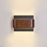 Orin Black Travertine Wall Sconce with Walnut Accent – Modern LED Wall Light