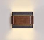 Orin Black Travertine Wall Sconce with Walnut Accent – Modern LED Wall Light