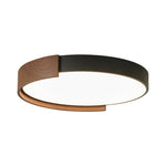 Orion Band LED Flush Mount Ceiling Light in Black and Walnut Wood Grain