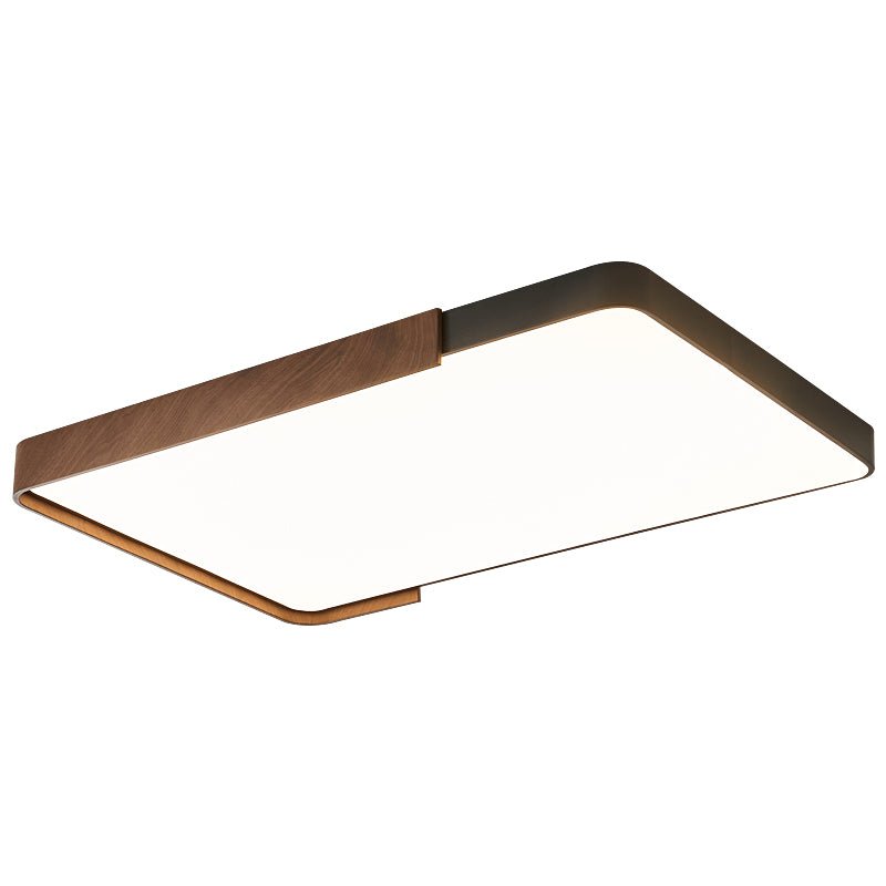 Orion Band LED Flush Mount Ceiling Light in Black and Walnut Wood Grain