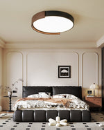 Orion Band LED Flush Mount Ceiling Light in Black and Walnut Wood Grain