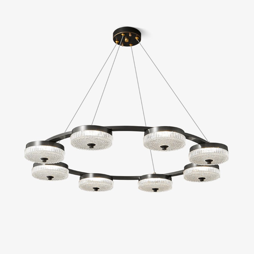 Orion Ring LED Chandelier – Modern Brass & Glass Pendant Light