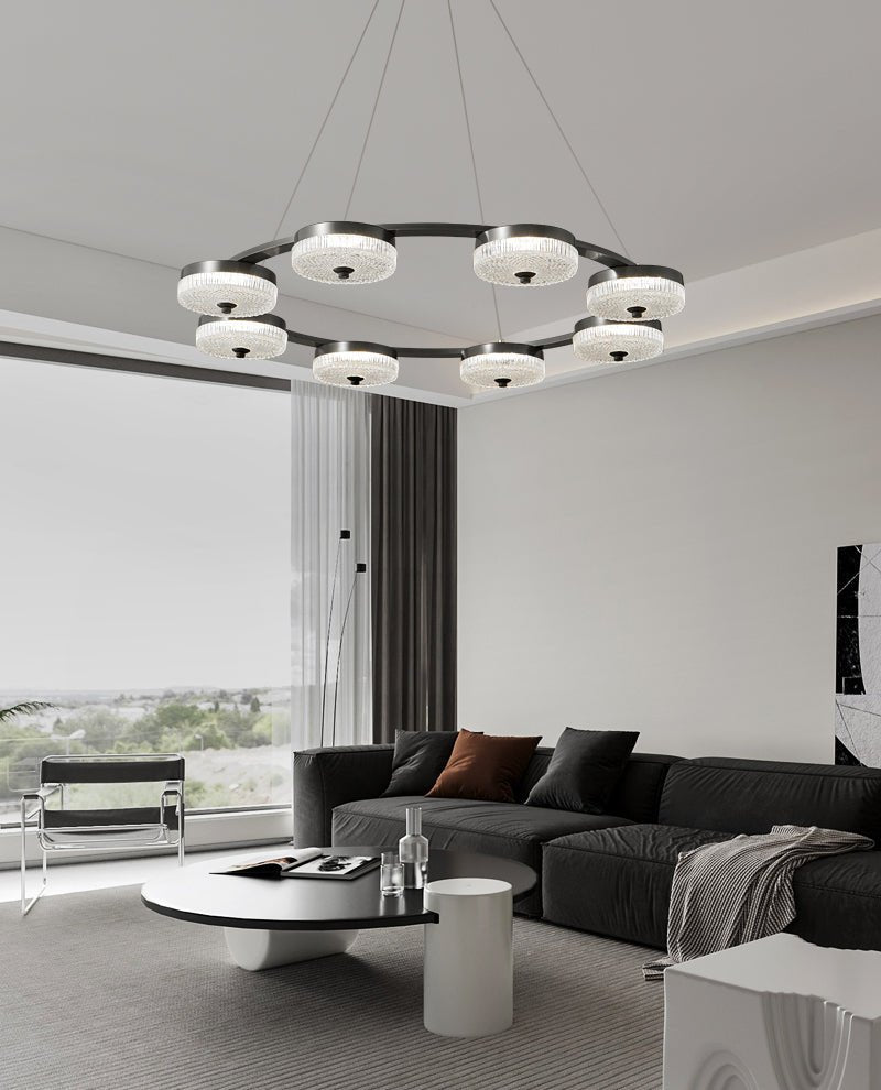Orion Ring LED Chandelier – Modern Brass & Glass Pendant Light