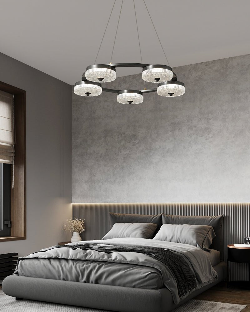 Orion Ring LED Chandelier – Modern Brass & Glass Pendant Light