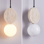 Orla Travertine Pendant Light – Sculptural Stone & Opal Glass