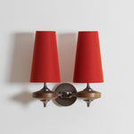 Orlan Twin Fabric Shade Wall Sconce in Walnut and Bronze