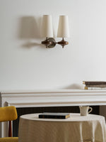 Orlan Twin Fabric Shade Wall Sconce in Walnut and Bronze