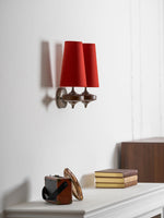 Orlan Twin Fabric Shade Wall Sconce in Walnut and Bronze
