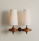Orlan Twin Fabric Shade Wall Sconce in Walnut and Bronze