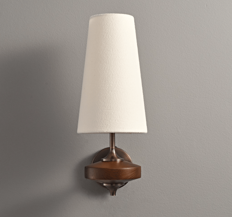 Orlan Twin Fabric Shade Wall Sconce in Walnut and Bronze