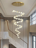 Orlani Cascade Staircase Chandelier in Gold and Ceramic