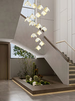 Orlani Cascade Staircase Chandelier in Gold and Ceramic
