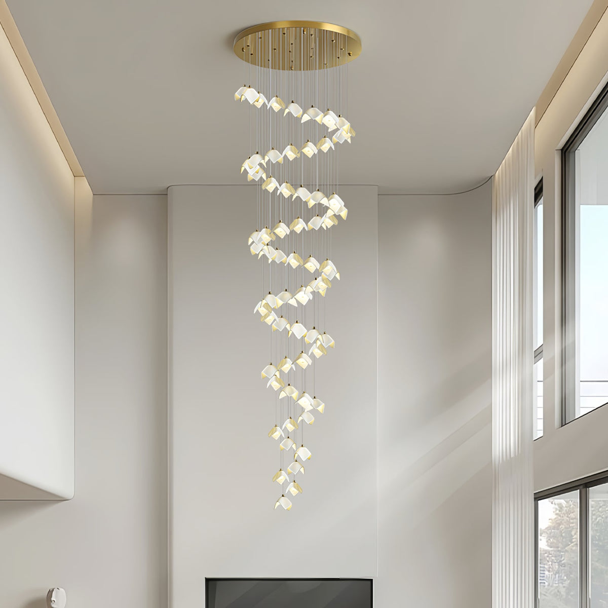 Orlani Cascade Staircase Chandelier in Gold and Ceramic
