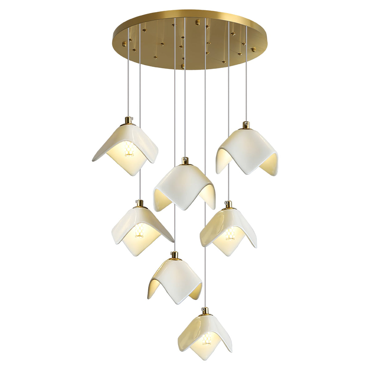 Orlani Cascade Staircase Chandelier in Gold and Ceramic