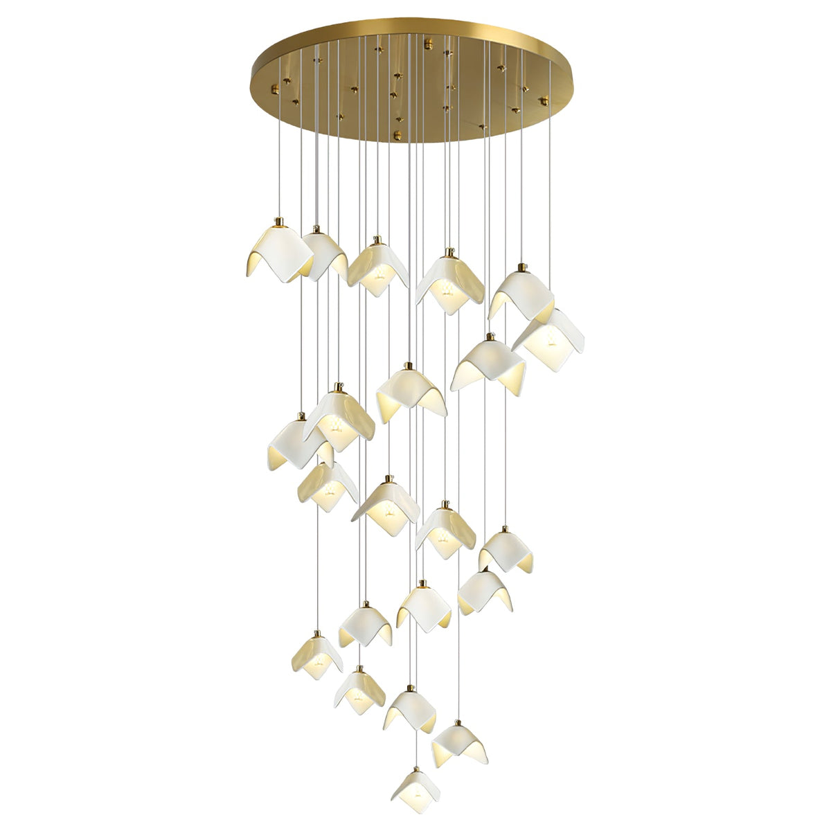 Orlani Cascade Staircase Chandelier in Gold and Ceramic