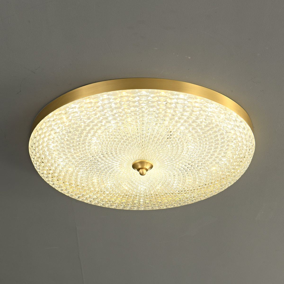 Orlena Brass LED Flush Mount Ceiling Light with Crystal-Like Acrylic Shade