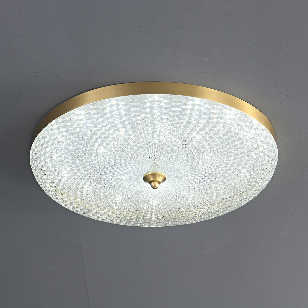 Orlena Brass LED Flush Mount Ceiling Light with Crystal-Like Acrylic Shade