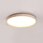 Oro Circle Travertine Flush Mount Ceiling Light