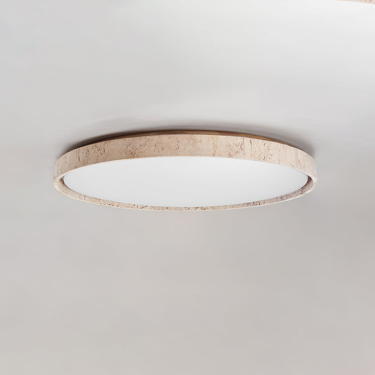 Oro Circle Travertine Flush Mount Ceiling Light