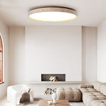 Oro Circle Travertine Flush Mount Ceiling Light