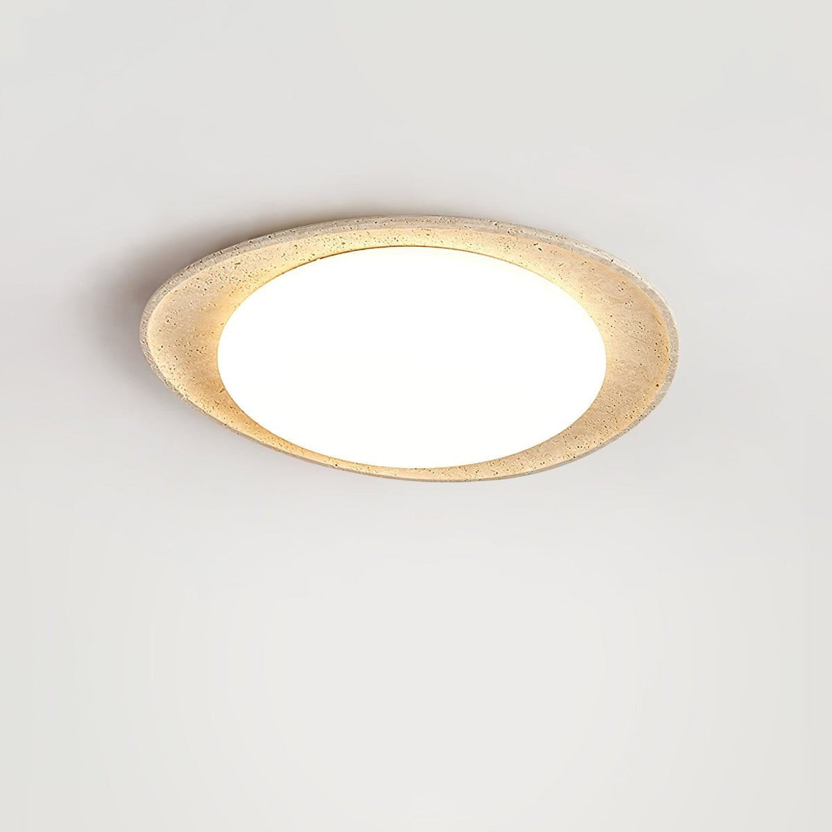 Orolume Travertine Ceiling Light — Natural Stone LED Flush Mount