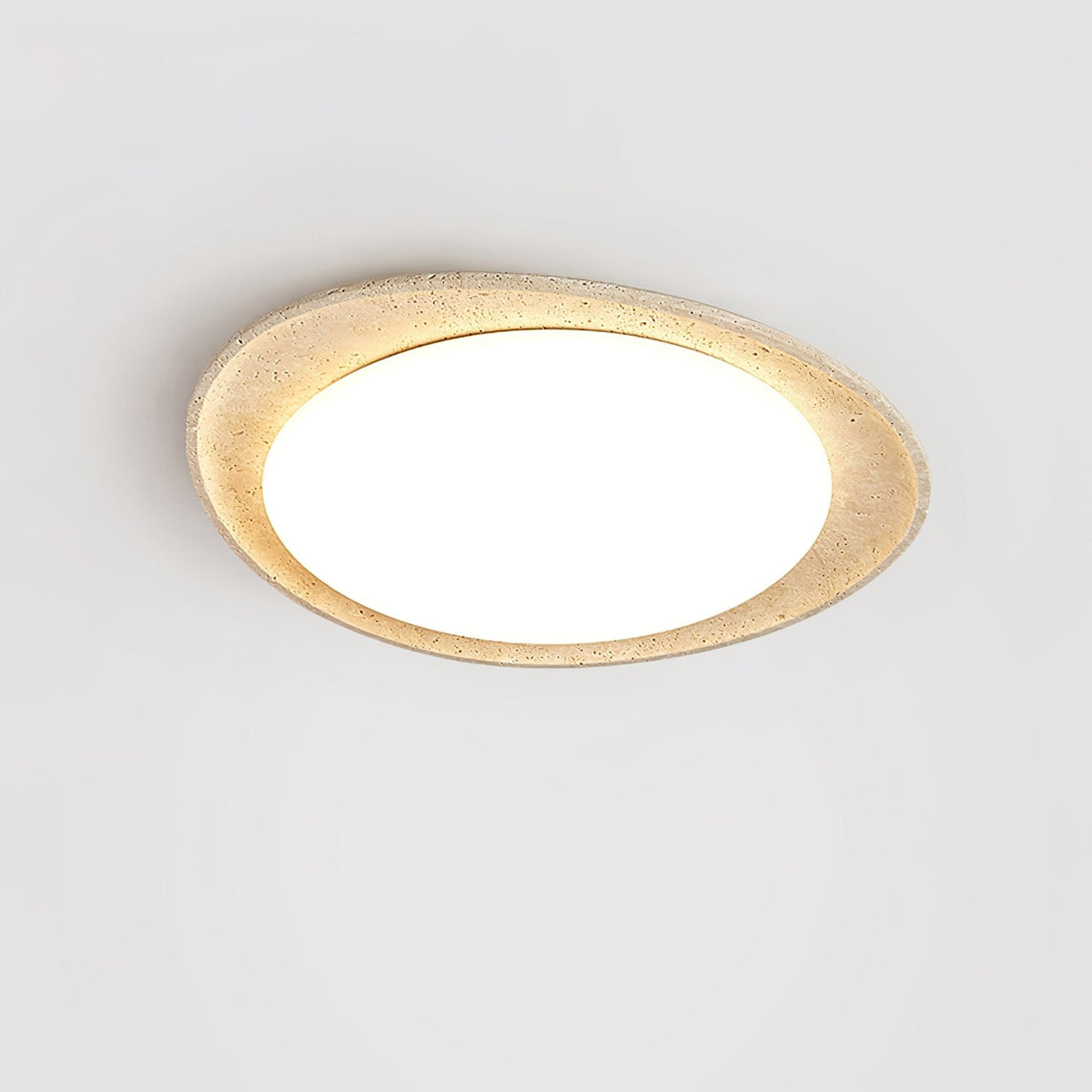 Orolume Travertine Ceiling Light — Natural Stone LED Flush Mount