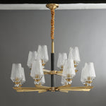 Orrefors Brass Chandelier with Faceted Glass Rings