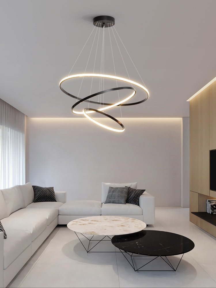 Orrery Rings Chandelier — Modern Brass LED Pendant Light
