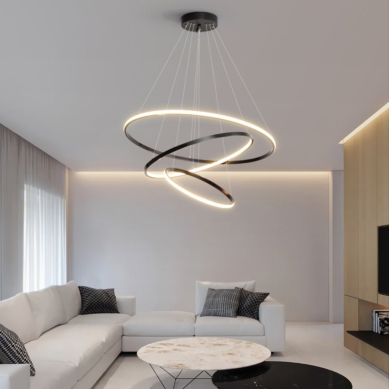 Orrery Rings Chandelier — Modern Brass LED Pendant Light
