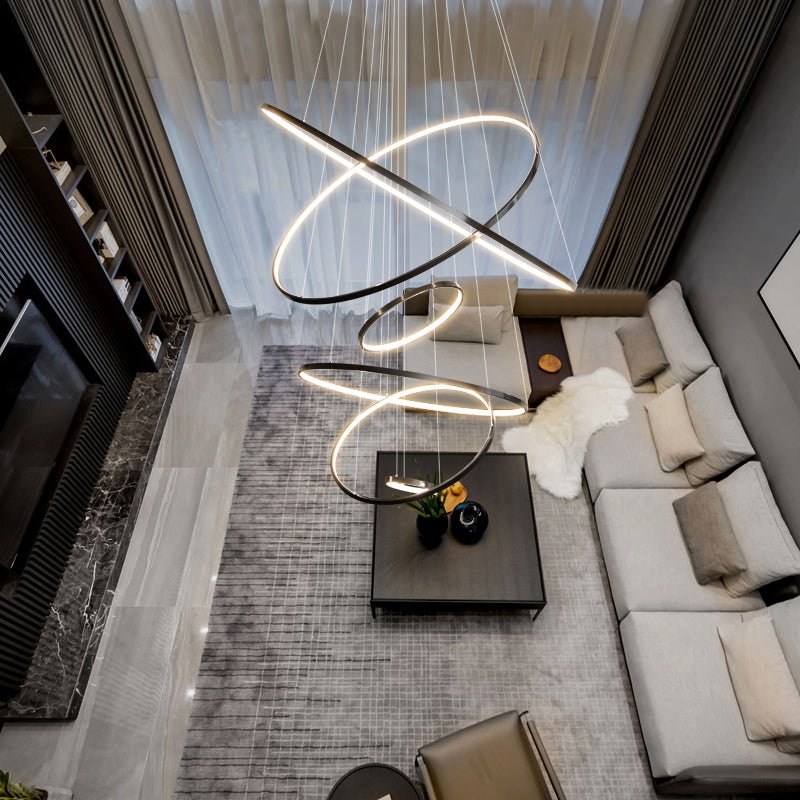 Orrery Rings Chandelier — Modern Brass LED Pendant Light