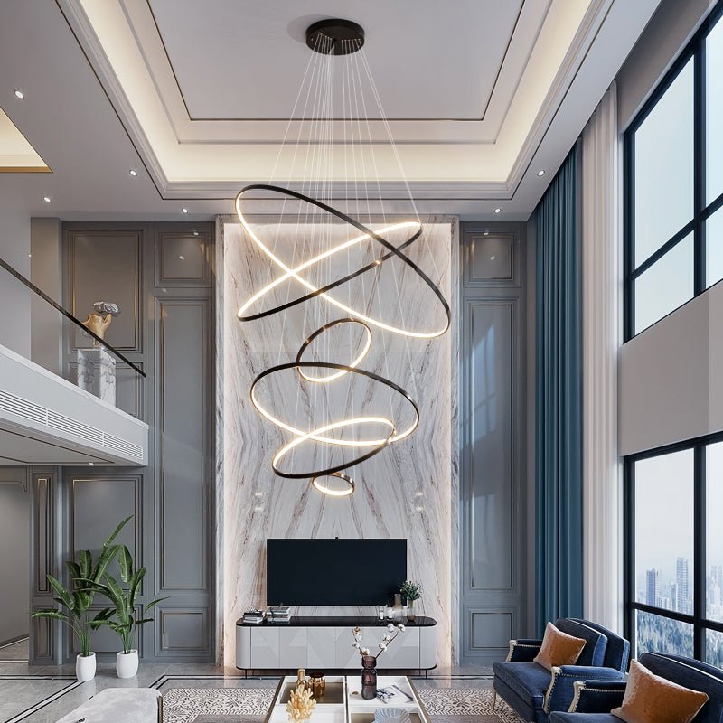 Orrery Rings Chandelier — Modern Brass LED Pendant Light