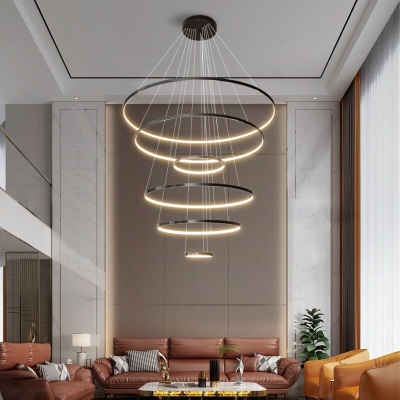 Orrery Rings Chandelier — Modern Brass LED Pendant Light