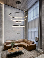 Orrery Rings Chandelier — Modern Brass LED Pendant Light