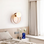 Orria Travertine Wall Sconce with Opaline Glass Globe