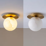 Orrila Dawn Alabaster Wall Sconce in Brushed Brass | Modern Minimalist Lighting