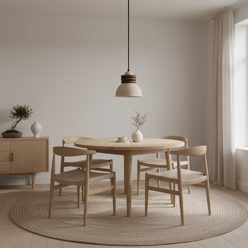 Orryn Halo Travertine Pendant Light with Walnut Accents