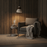 Orryn Halo Travertine Pendant Light with Walnut Accents