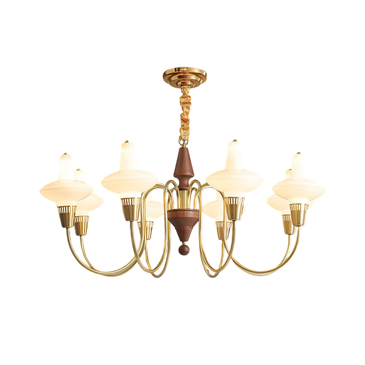 Orvanna Modern Wood and Glass Chandelier with Gold Accents