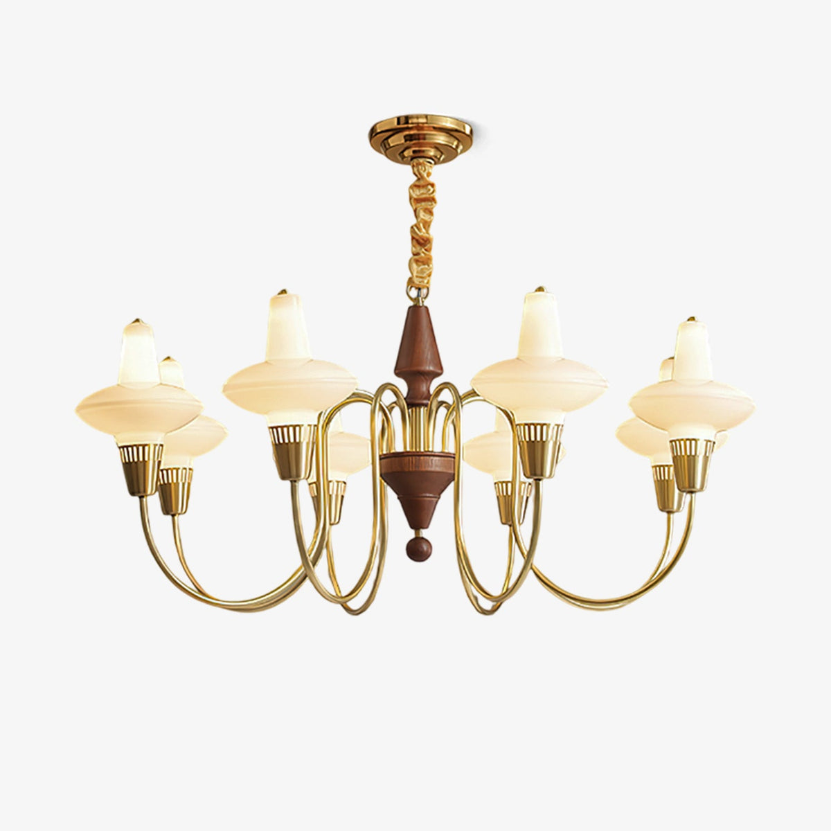 Orvanna Modern Wood and Glass Chandelier with Gold Accents