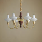 Orvanna Modern Wood and Glass Chandelier with Gold Accents