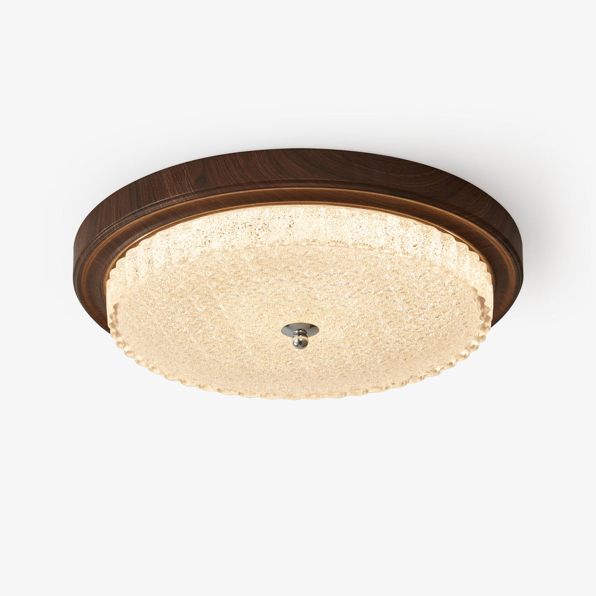 Orvella Walnut Wood Grain LED Flush Mount Ceiling Light