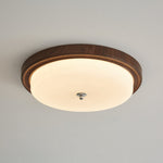 Orvella Walnut Wood Grain LED Flush Mount Ceiling Light