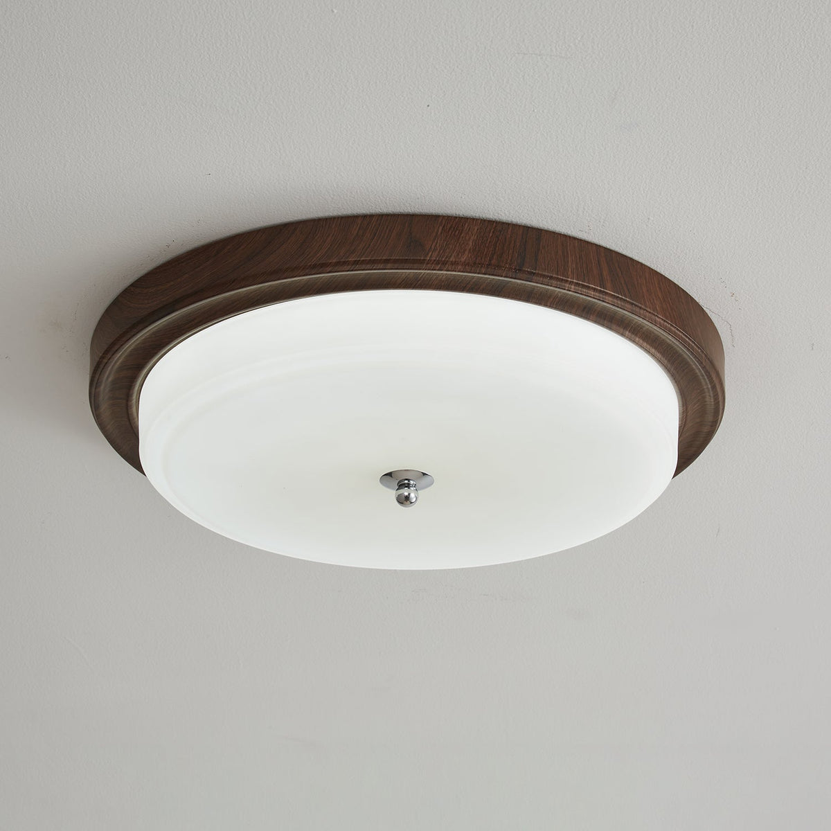 Orvella Walnut Wood Grain LED Flush Mount Ceiling Light