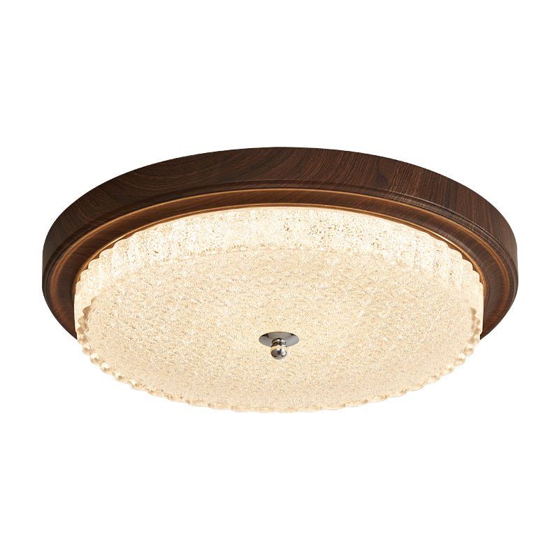 Orvella Walnut Wood Grain LED Flush Mount Ceiling Light