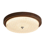 Orvella Walnut Wood Grain LED Flush Mount Ceiling Light