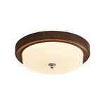 Orvella Walnut Wood Grain LED Flush Mount Ceiling Light